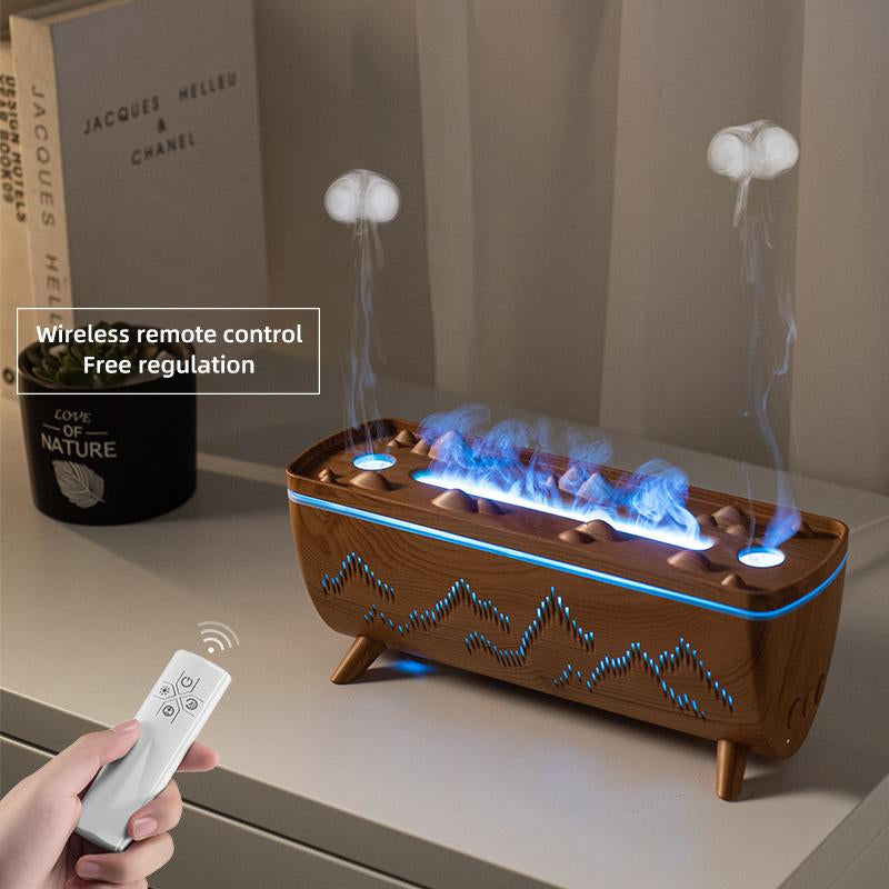 Flame Aromatherapy Machine Desktop Ultrasonic Double Spray Humidifier Aromatherapy Sprayer Silent Aroma Humidifier Portable Humidification