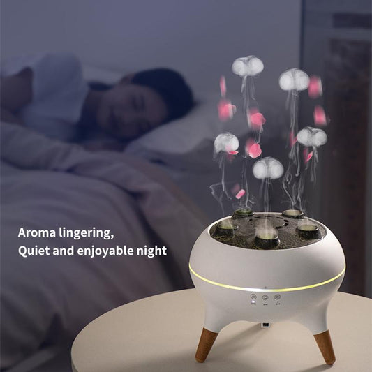 Dynamic Jellyfish-Shaped Aroma Diffuser & Essential Oil Diffuser, Cool Mist Humidifier Lamp Diffuser with 7-Color LED Light, Remote White Noise Player & Aromatherapy Machine