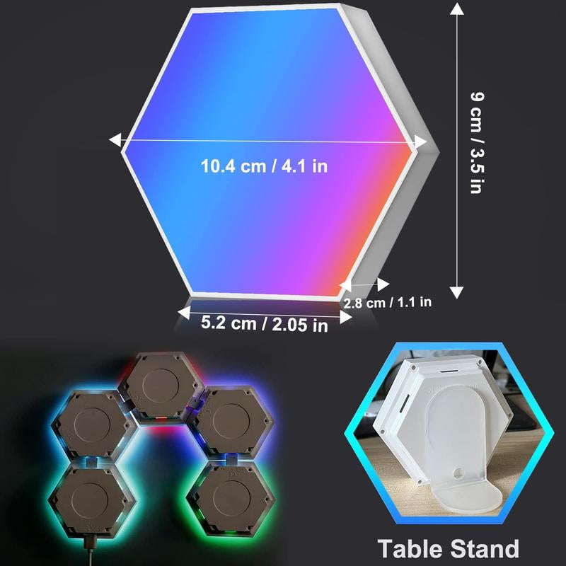 Hexagonal Design Wall Mounted LED Light, USB Powered Touch Control Wall Sconce, DIY Wall Lamp for Bedroom Living Room Decor