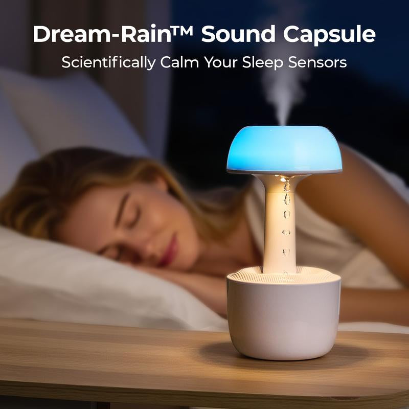 【MUNBYN Mushroom anti Gravity Humidifier】 Water Drop Humidifier with Multi Colors Night Lights for Bedroom, Home & Office, Auto Power-Off Protection with 8 Hours Battery Life, Quiet Diffuser with 38Db, Air Humidifier Gift