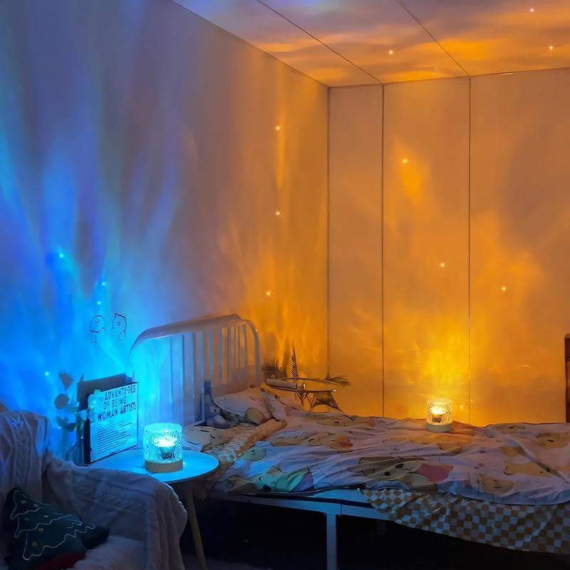 Creative Aurora Effect Light, Water Wave Projection Night Light, Dimmable Water Effect LED Light, Ceiling Projection Ambient Light for Bedroom, Office, Party