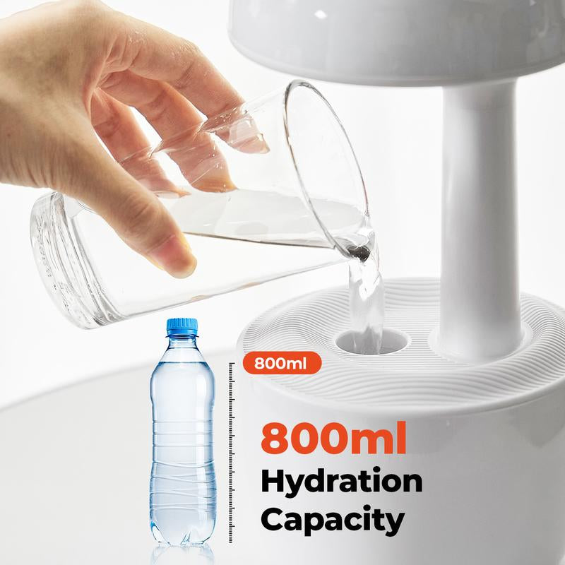 【MUNBYN Mushroom anti Gravity Humidifier】 Water Drop Humidifier with Multi Colors Night Lights for Bedroom, Home & Office, Auto Power-Off Protection with 8 Hours Battery Life, Quiet Diffuser with 38Db, Air Humidifier Gift
